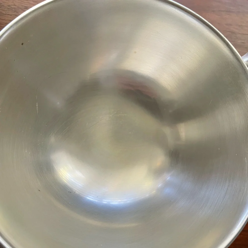 Pair of Crate&Barrel modern reindeer holiday stainless steel footed bowls, 6”